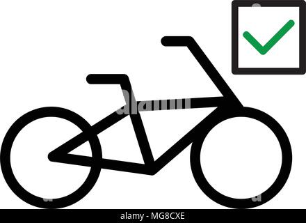Bicycle with a mark icon, isolated on white background Stock Vector