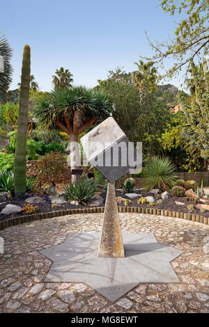 Sundial, Botanical Garden, Sóller, Serra de Tramuntana, Majorca, Balearic Islands, Spain Stock Photo
