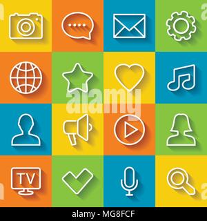 Icons set - Contact and communication. Flat design, vector illustration. Stock Vector