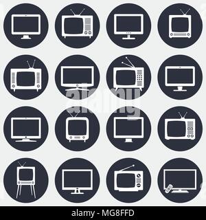 Modern and Retro TV icons. Vector illustration. Stock Vector
