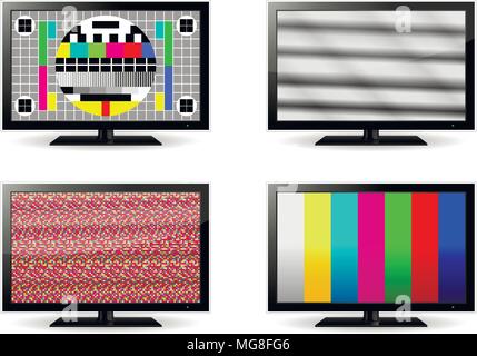 TV test and no signal screens. Vector illustration. Stock Vector
