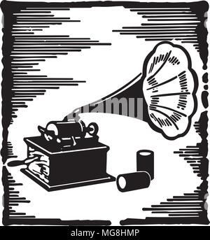 Phonograph - Retro Clipart Illustration Stock Vector