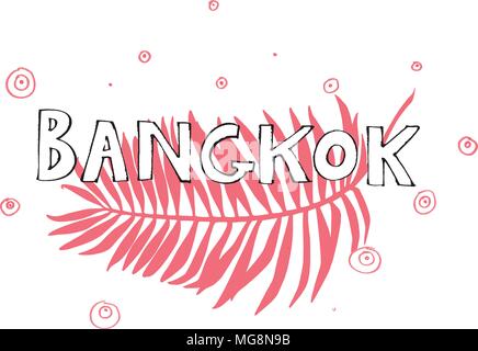 Typography slogan. Hand drawn Bangkok vector for t shirt printing. Stock Vector