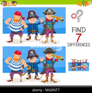 differences educational game with pirate characters Stock Vector Image ...