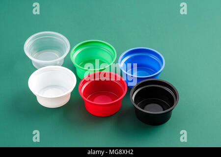 plastic containers for eating different colors Stock Photo