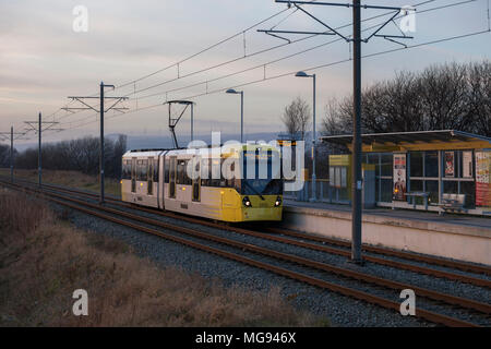 27/12/2016  Kingsway business park (between Oldham & Rochdale) Manchester metrolink tram 3105 on the Rochdale line Stock Photo