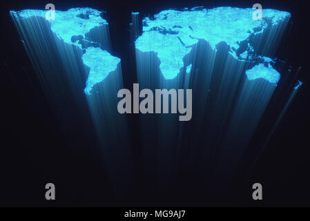 World map Blue 3d illustration Stock Photo - Alamy