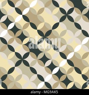 Endless round background. Based on Traditional Japanese Embroidery. Abstract Seamless repetition. Based on Sashiko stitching - shippo-tsunagi. Stock Vector
