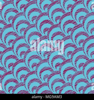 Scratched fan background. Based on Traditional Japanese Embroidery. Abstract Seamless pattern. Based on Sashiko stitching. Red and blue backdrop.  Sty Stock Vector