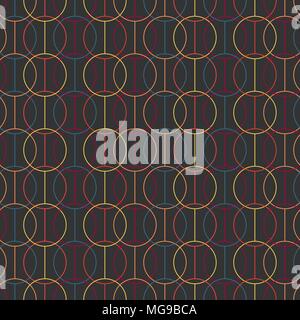 Seamless pattern. Crossed circles and lines. Geometric. Stylized texture with lines and circles. Pale colors. Abstract background. Stock Vector