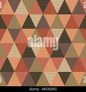 Beads and Beadwork. African mosaic motifs. Abstract seamless pattern. African Culture. Warm earthy background. Simple texture for handiwork, backdrop  Stock Vector