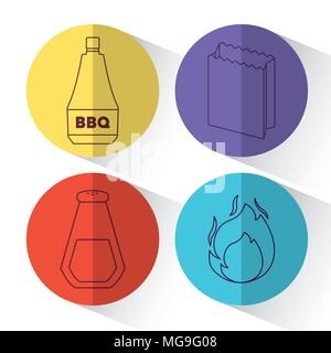 icon set of picnic related icons over colorful circles and white background, vector illustration Stock Vector