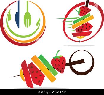 Healthy Food Restaurant Set Stock Vector