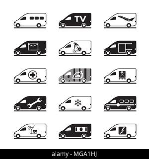 Passenger and freight vans and pickups - vector illustration Stock Vector