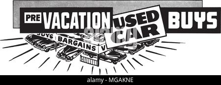 Used Car Buys Retro Clipart Banner Stock Vector Art