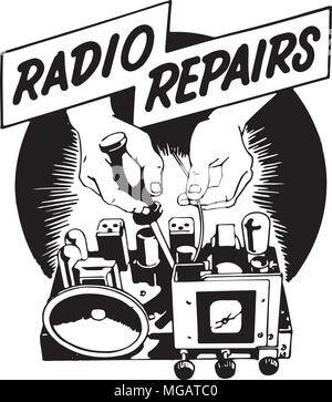 Radio Repairs - Retro Clipart Illustration Stock Vector