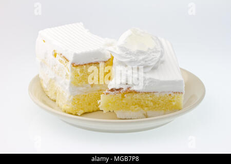 Milk cake on white background Stock Photo