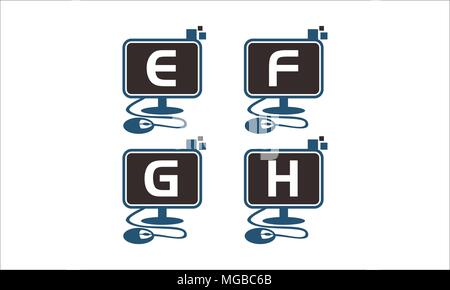 Digital Technology Template Set Stock Vector