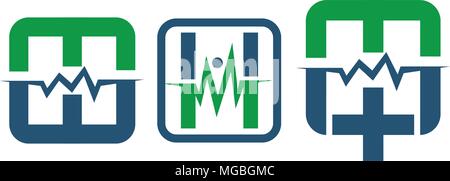 Medical Initial M W H Set Stock Vector