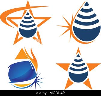 Water Fire Flame Gas Oil Set Stock Vector