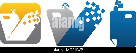 Mobile Phone Applications Center Set Stock Vector