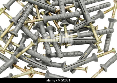 Construction loose dowels isolated on white background Stock Photo