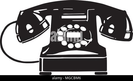 Retro Telephone 1 - Retro Clipart Illustration Stock Vector