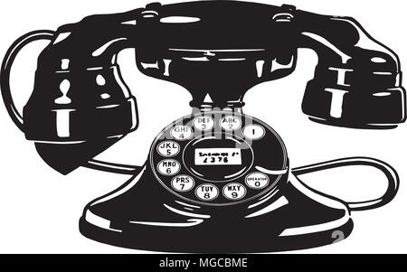 Retro Telephone 4 - Retro Clipart Illustration Stock Vector