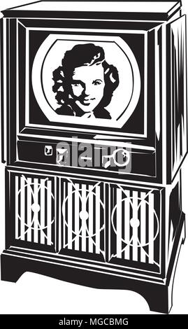 Retro TV - Retro Clipart Illustration Stock Vector