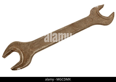 Large iron wrench isolated on white background Stock Photo