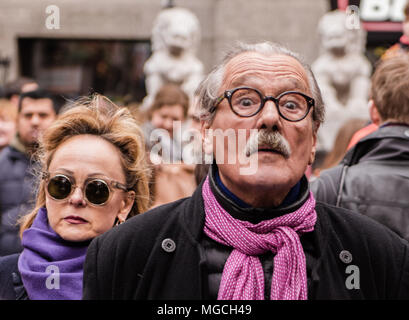 Man with startled expressions, looking straight forward, during Chinese New Years celebrations in London, England, UK Stock Photo