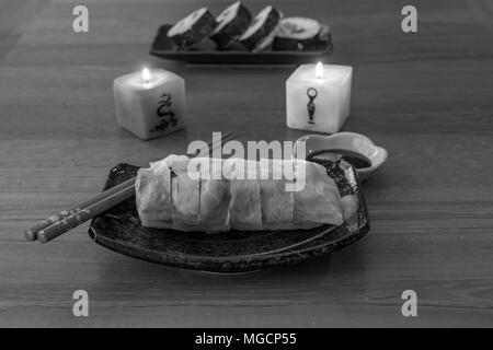 Japanese meal by candlelight Stock Photo