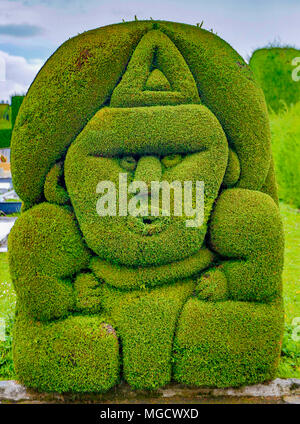 Tulum, Ecuador, Dec 11, 2017 - Exotic topiary created in Tulum cemetary in the North of Ecuador Stock Photo