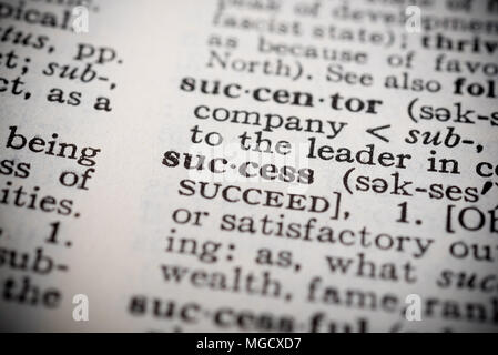 The word 'success' in the dictionary macro Stock Photo