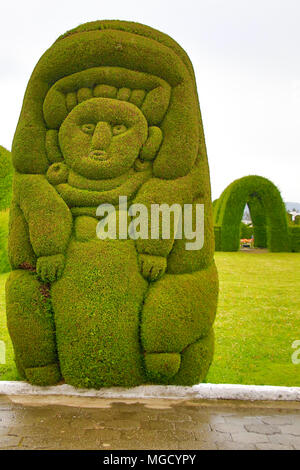 Tulum, Ecuador, Dec 11, 2017 - Exotic topiary created in Tulum cemetary in the North of Ecuador Stock Photo