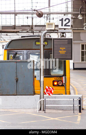 newcastle united kingdom may 25 2015 the departure information board over the track in newcastle central railway station in england stock photo alamy