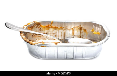 Left overs from a ready meal on a white background Stock Photo