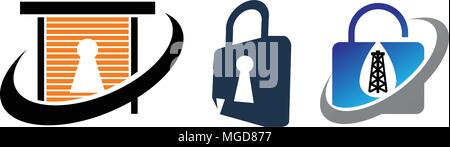 Lock Security Service Set Stock Vector
