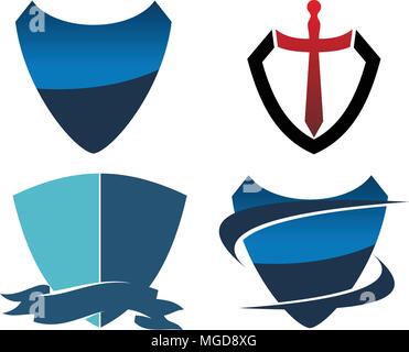 Shield Sword Template Set Stock Vector