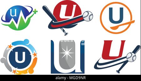 Logotype U Modern Template Set Stock Vector