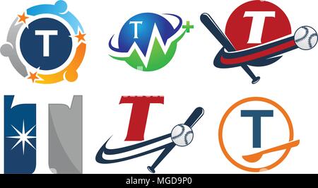 Logotype T Modern Template Set Stock Vector