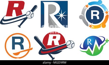Logotype R Modern Template Set Stock Vector