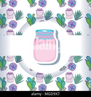 Mason jar with pattern background Stock Vector