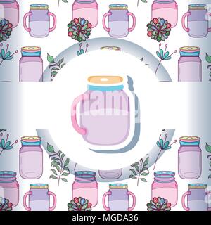 Mason jar with pattern background Stock Vector