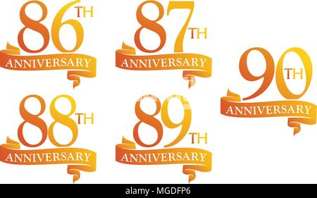 Ribbon Anniversary Template Set Stock Vector