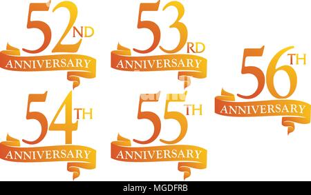 Ribbon Anniversary Template Set Stock Vector
