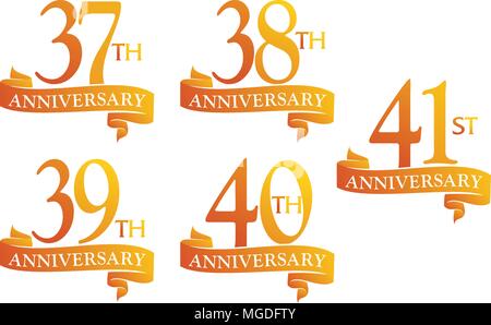 Ribbon Anniversary Template Set Stock Vector