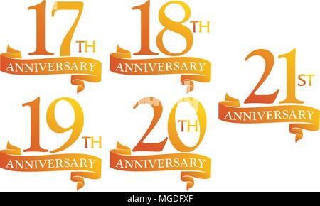 Ribbon Anniversary Template Set Stock Vector