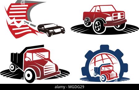 Truck Pickup Logo Template Set Stock Vector