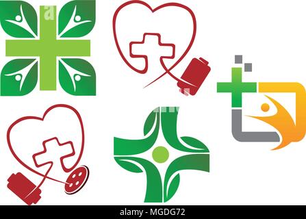 Health Center Template Set Stock Vector